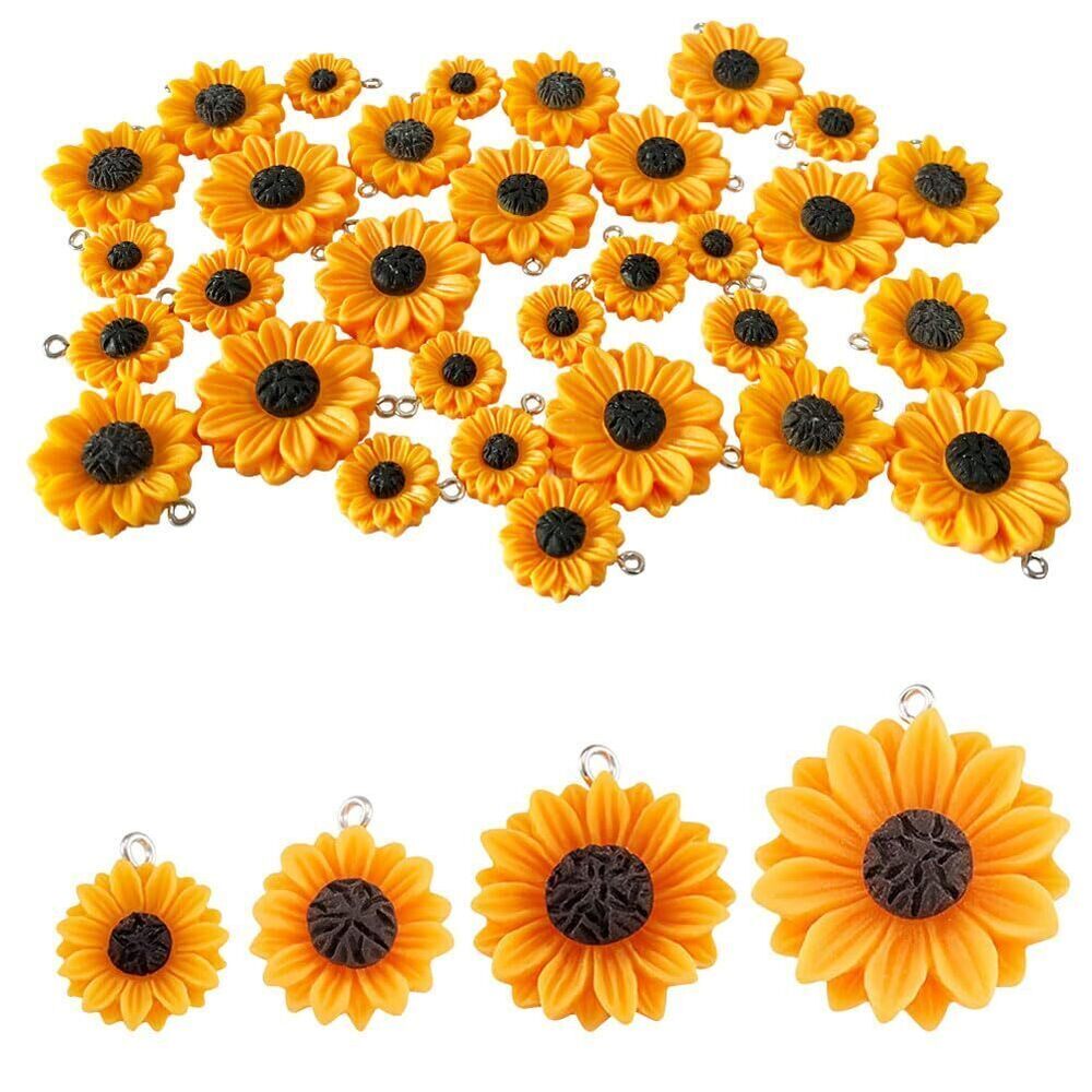 5796 40 Pcs Little Daisy Charms Pendants Resin Flower Daisy Sunflower Charm
